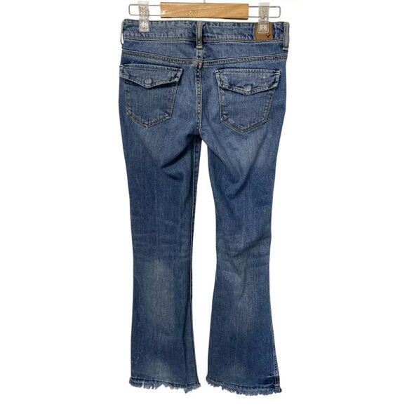 American Eagle Flare Jeans Pocket Flaps Women's Sz 2 (28x30) Stretch Distressed - Picture 2 of 11